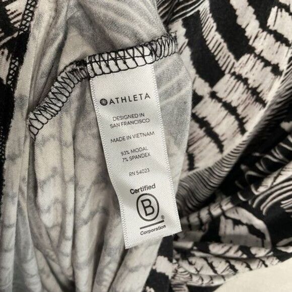 Athleta Black/White Zuma Print Santorini High Neck Sleeveless Mini Dress Size L - Picture 4 of 12